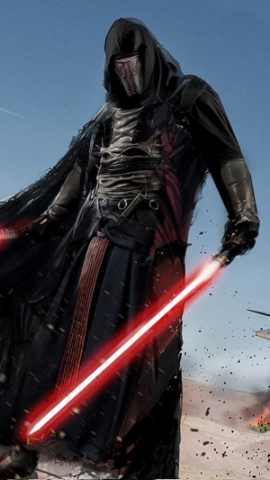 Darth Revan from Star Wars: Knights of the Old Republic with a lightsaber