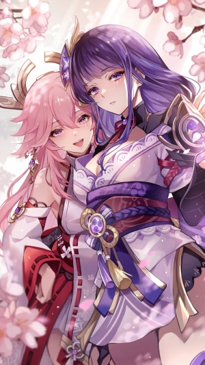Raiden Shogun and Yae Miko from Genshin Impact