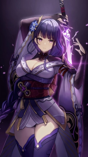 Raiden Shogun from Genshin Impact holding a sword