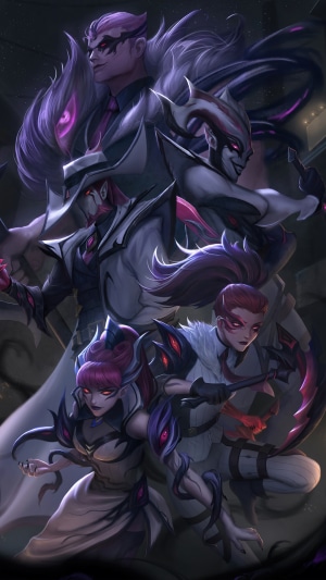 League of Legends characters in dark attire