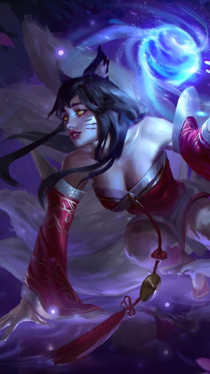 Ahri from League of Legends with blue orb