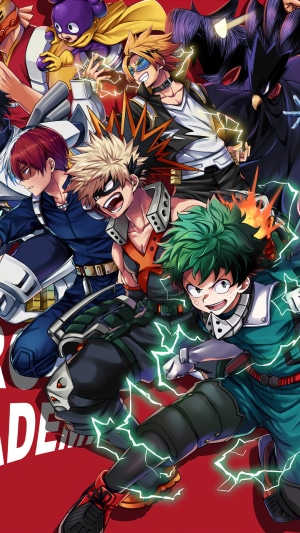 My Hero Academia characters Deku, Bakugo, Todoroki, and others