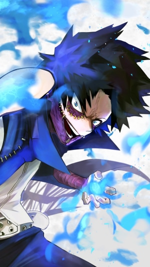 Dabi from My Hero Academia with blue flames