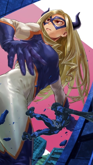 Mt. Lady from My Hero Academia fighting a villain