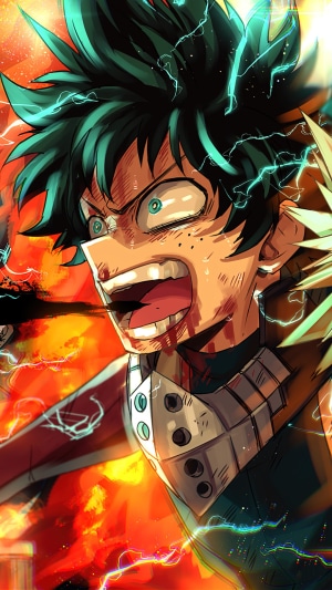 Izuku Midoriya from My Hero Academia in battle