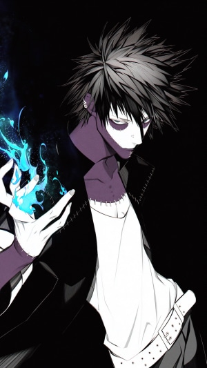 Dabi from My Hero Academia with blue flames