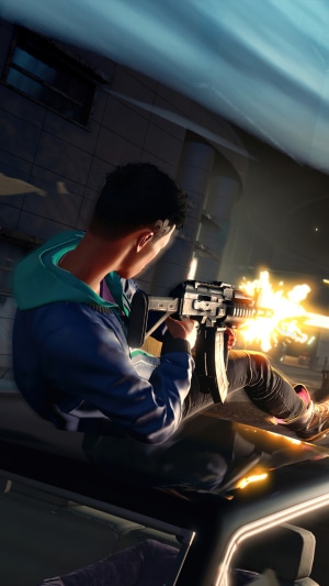 Saints Row Reboot character firing a gun