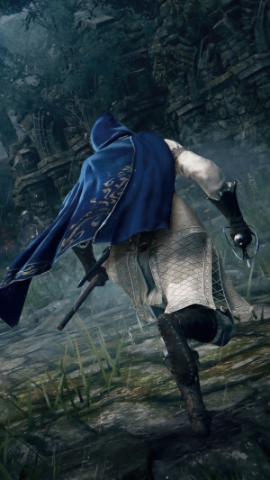 Elden Ring character with blue cloak