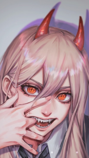 Power from Chainsaw Man with Red Horns