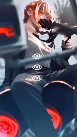 Makima from Chainsaw Man with a crow