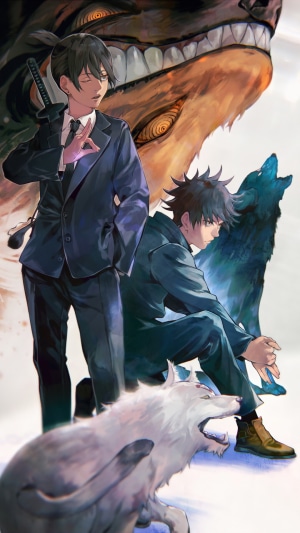 Aki Hayakawa and Megumi Fushiguro with Devils