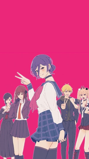 Chainsaw Man characters in school uniforms