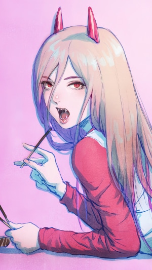 Power from Chainsaw Man eating Pocky