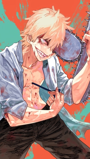 Denji from Chainsaw Man with a chainsaw