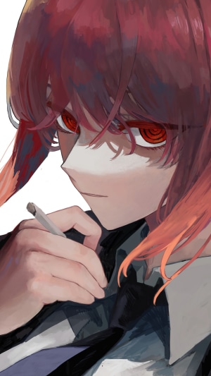 Makima from Chainsaw Man holding a cigarette