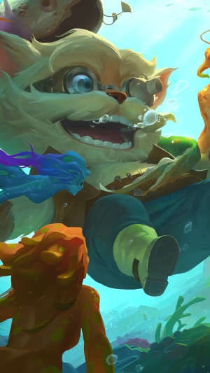 Teemo from Legends of Runeterra underwater