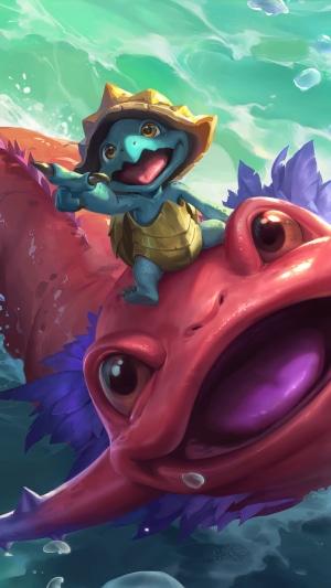 Fizz from Legends of Runeterra riding a sea creature