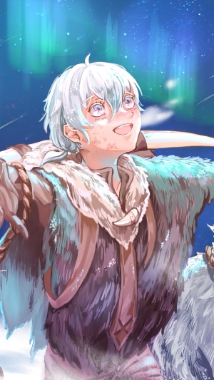 Fushi from To Your Eternity under the Aurora Borealis