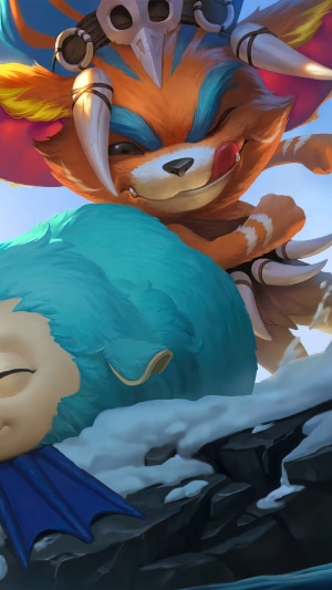Gnar and Poros from Legends of Runeterra