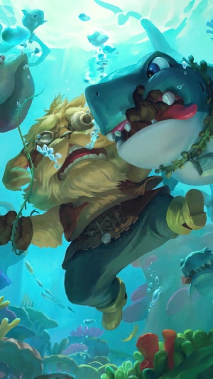 Fizz from Legends of Runeterra fighting a shark