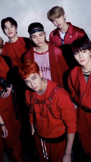 Stray Kids Kpop Group in Red Outfits