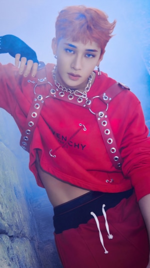 Stray Kids Bang Chan in Red Outfit
