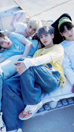 TXT members in casual outfits