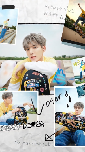 Kang Tae Hyun from TXT with skateboard