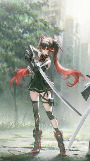 Lucia from Punishing Gray Raven with sword