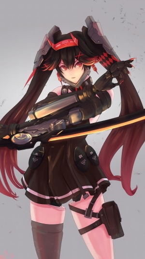 Lucia from Punishing Gray Raven holding a weapon