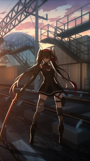 Lucia from Punishing Gray Raven holding a sword
