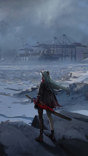 Lucia from Punishing Gray Raven in a snowy port