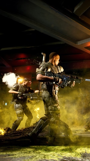 Marines in Aliens: Fireteam Elite firing weapons