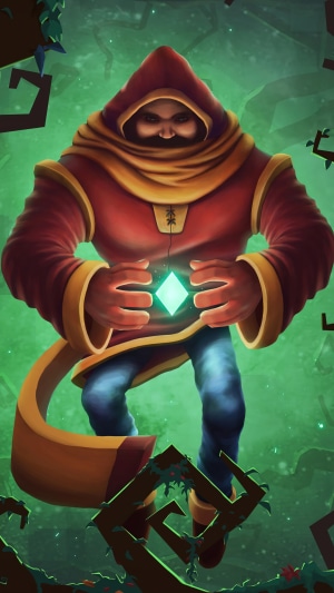 Wizard holding a glowing tetragon
