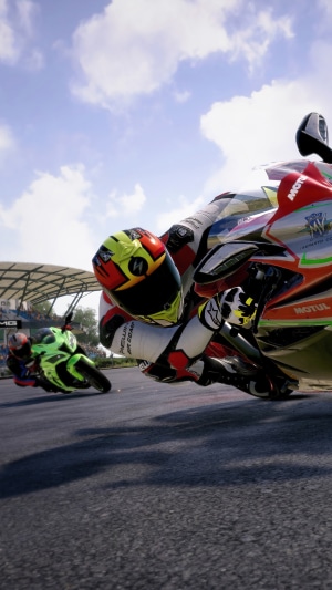 Motorcycle Racers Competing on a Track