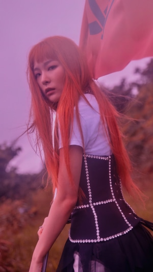 Seulgi from Red Velvet holding a flag