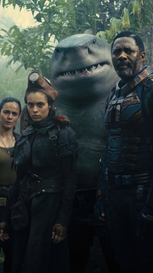 The Suicide Squad: King Shark, Bloodsport, Ratcatcher 2, and Peacemaker