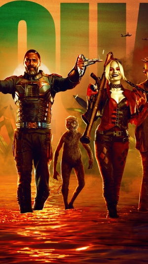 The Suicide Squad characters in water