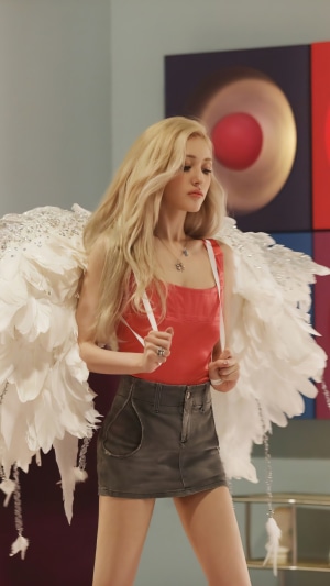 Jeon Somi in Red Top with Angel Wings