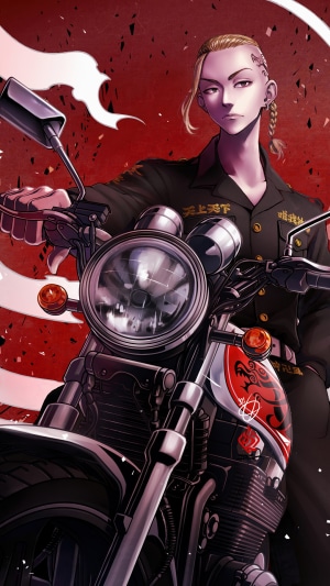 Ken Ryuguji from Tokyo Revengers on a motorcycle