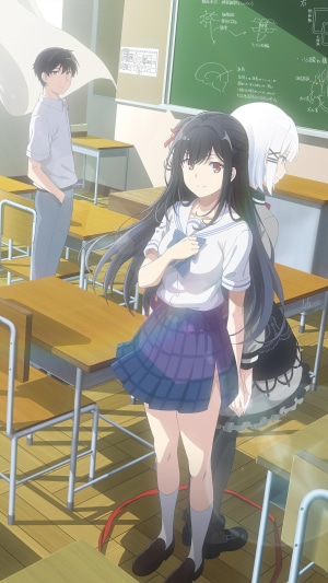 Siesta and Kimihiko from The Detective Is Already Dead in a classroom