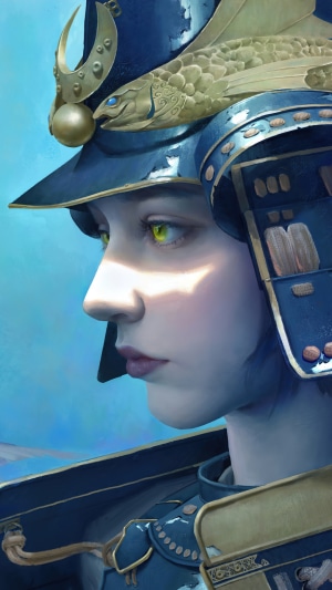 Digital art of a female samurai warrior