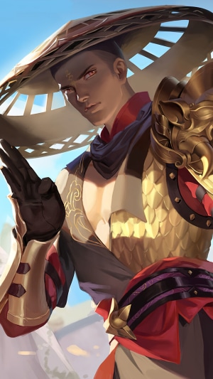 Fantasy Monk Warrior with Golden Armor