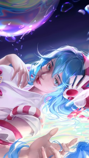 Anime girl with blue hair and headphones