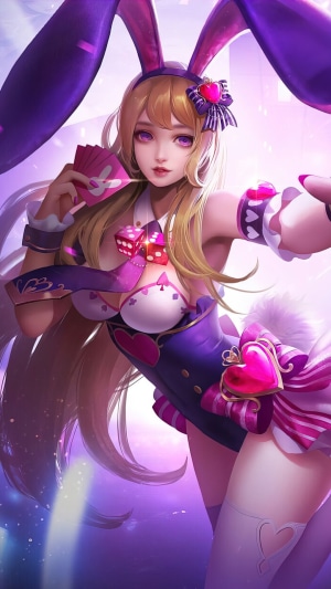 Anime girl with bunny ears and dice