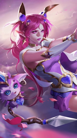 Girl with pink hair and a small creature
