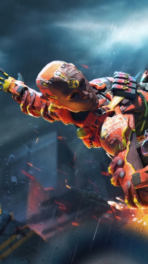 Character from Call of Duty Mobile in orange armor