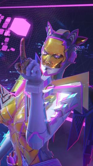 Character from PUBG Mobile with cat ears and golden mask