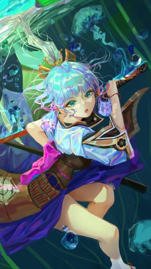 Kamisato Ayaka from Genshin Impact underwater