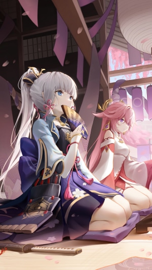 Kamisato Ayaka and Yae Miko from Genshin Impact